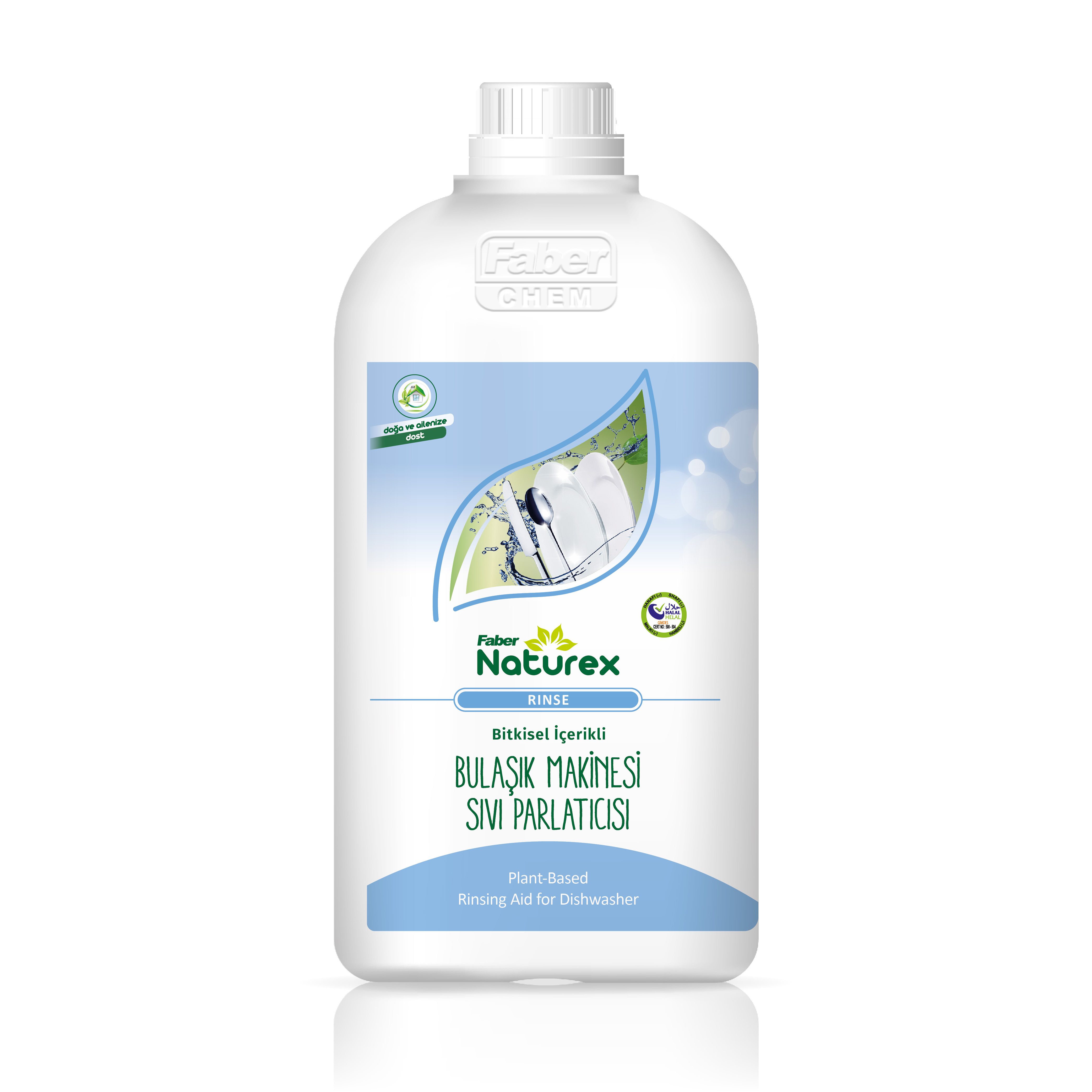 Faber Naturex Rinse - Bitkisel Esaslı  Bulaşık Makinalar için Parlatıcı & Durulama Maddesi (2,5 L Şişe)